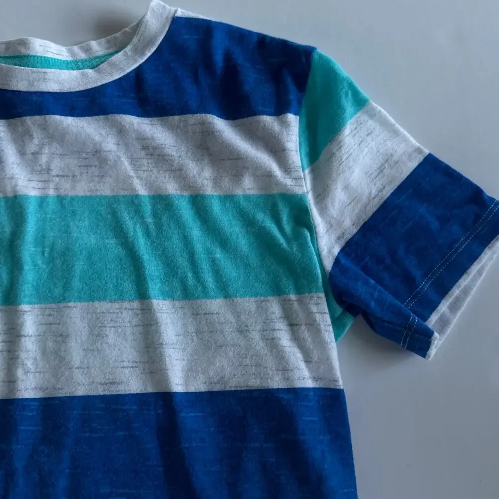 Old Navy Blue Striped Short Sleeve T-Shirt - Boys L
